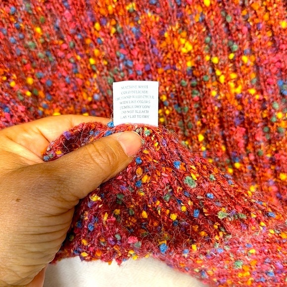 Hello Night pink sweater high neckline, quarter zipper small confetti type print - Picture 7 of 7